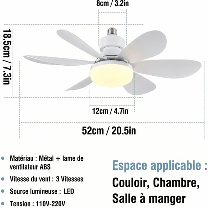 Ventilateur LED E27 Remote